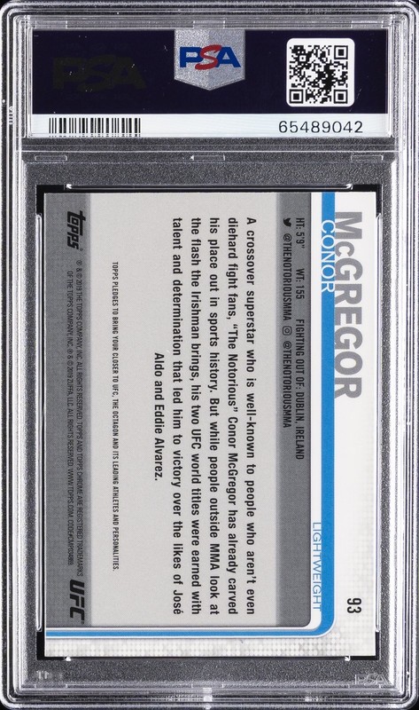 Conor McGregor 2019 Topps Chrome UFC #93 PSA 10 GEM MINT view 2