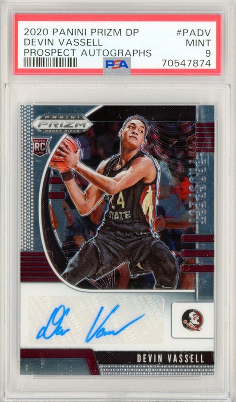 2020-21 Panini Prizm Draft Picks DEVIN VASSELL Autograph AUTO RC Rookie PSA 9