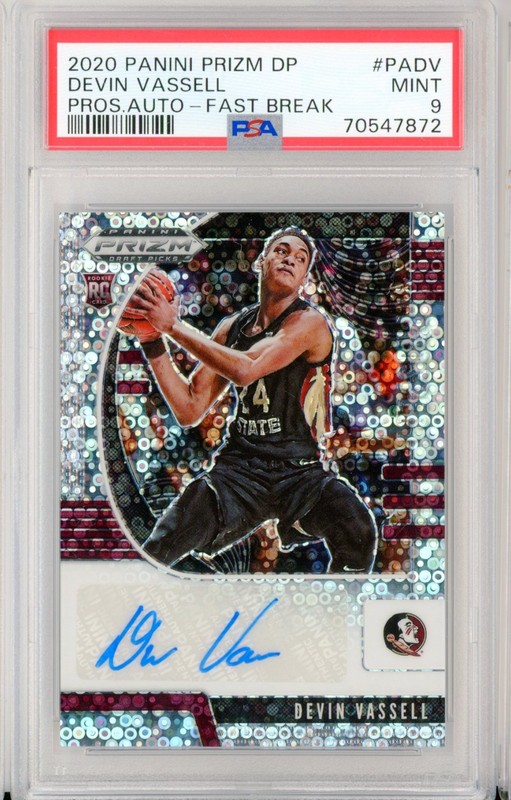 2020-21 Panini Prizm Draft DEVIN VASSELL Fast Break Autograph AUTO RC PSA 9
