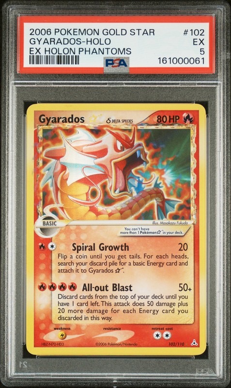 2006 POKEMON EX HOLON PHANTOMS GOLD STAR #102 GYARADOS-HOLO PSA 5