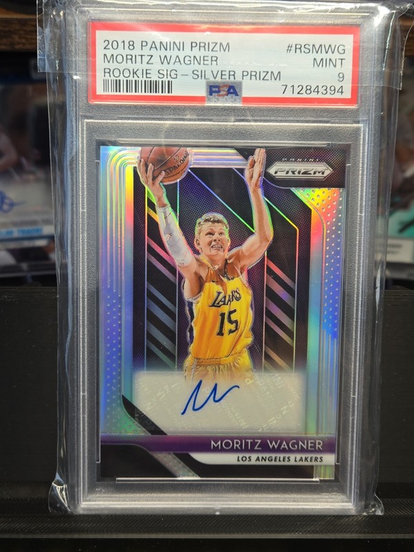 2018-19 Panini Prizm Basketball SILVER PRIZM ROOKIE AUTO Moritz Wagner PSA 9 view 2