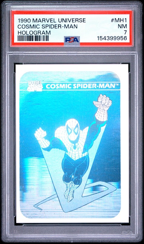 1990 MARVEL UNIVERSE HOLOGRAM #MH1 COSMIC SPIDER-MAN PSA 7