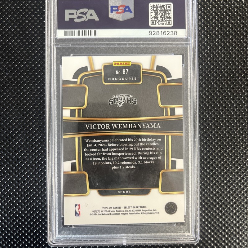 Victor Wembanyama 2023-24 Select Blue #87 RC - PSA 9 MINT Rookie Spurs view 2