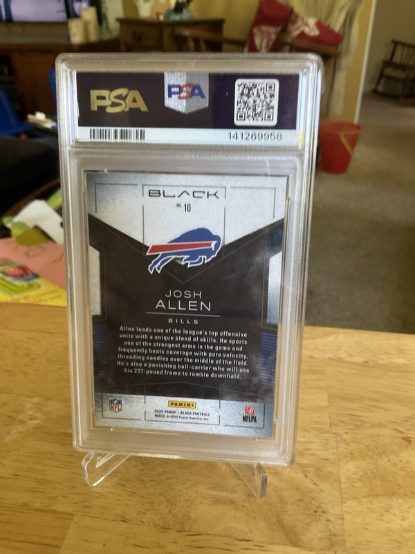 2025 Panini Black Josh Allen #10 Smokescreen PSA 9 Buffalo Bills view 2