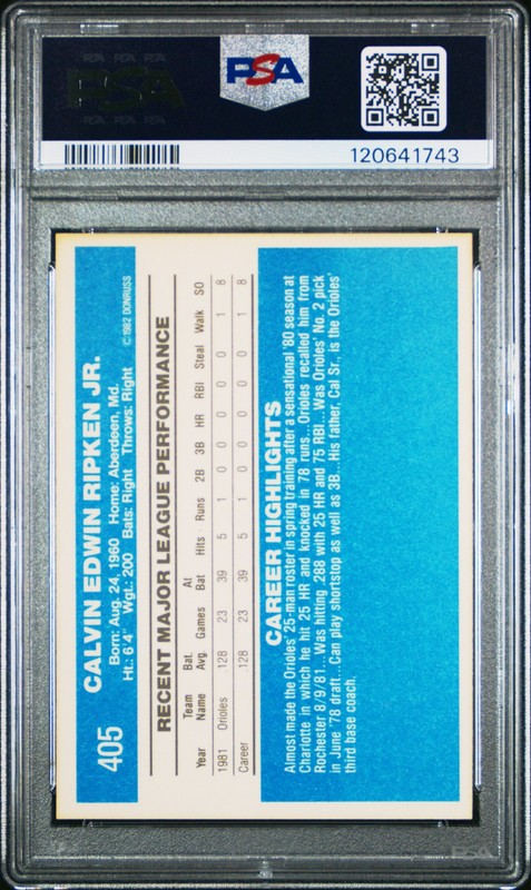 1982 DONRUSS #405 CAL RIPKEN JR. ROOKIE RC PSA 8 view 2