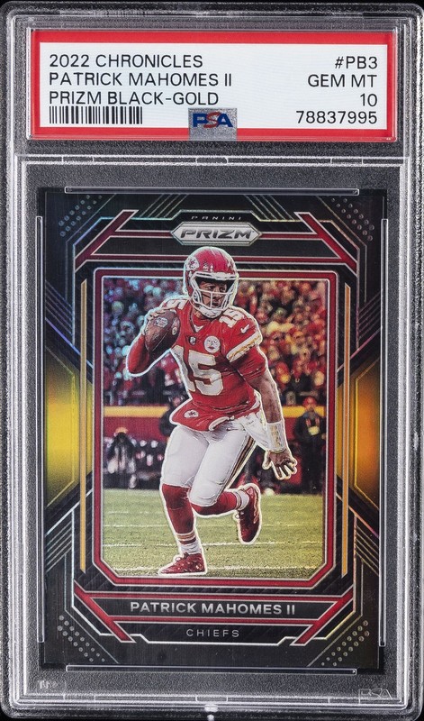 2022 PANINI CHRONICLES PRIZM BLACK GOLD #PB3 PATRICK MAHOMES II 2/10 PSA 10