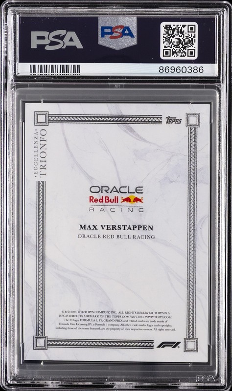 2023 TOPPS ECCELLENZA FORMULA 1 TRIONFO MAX VERSTAPPEN PSA 10 view 2