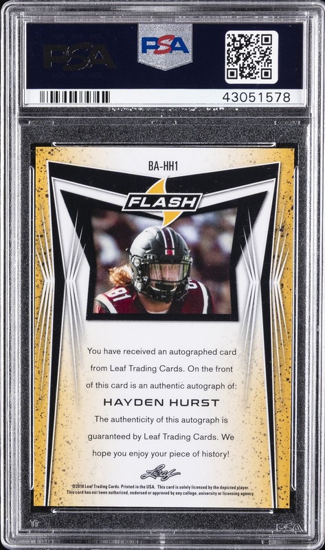 2018 LEAF FLASH AUTO #BAHH1 HAYDEN HURST PSA 10 view 2