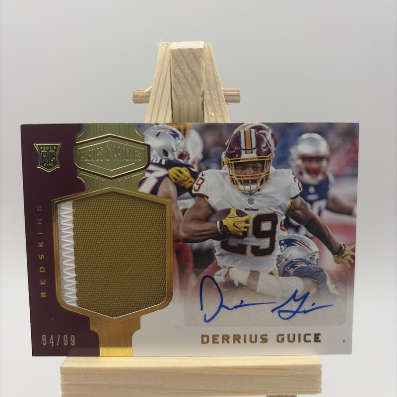 Derius Guice Redskins 2018 Panini Plates&Patches Rookie Patch Autograph /99 Card view 1