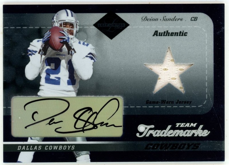 Deion Sanders 2003 Leaf Limited Game Used Patch Auto /50 Donruss NFL Cowboys SP