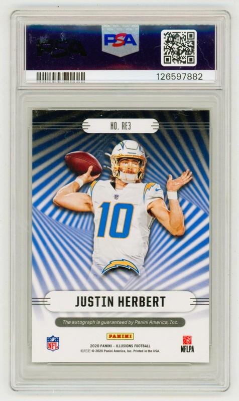 Justin Herbert 2020 Panini Illusions Rookie Auto RC /99 PSA 8 NM-MT POP 2 NFL view 2