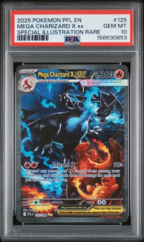 2025 POKEMON PFL SPECIAL ILLUSTRATION RARE #125 MEGA CHARIZARD X EX PSA 10