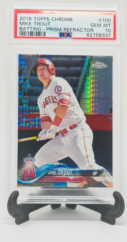 2019 Topps Chrome PRISM REFRACTOR MIKE TROUT Baseball Card PSA 10 GEM MINT