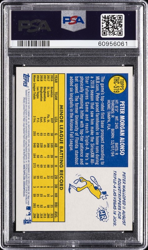 2019 TOPPS HERITAGE CHROME-PURPLE REFRACTOR #519 PETE ALONSO ROOKIE RC PSA 10 view 2