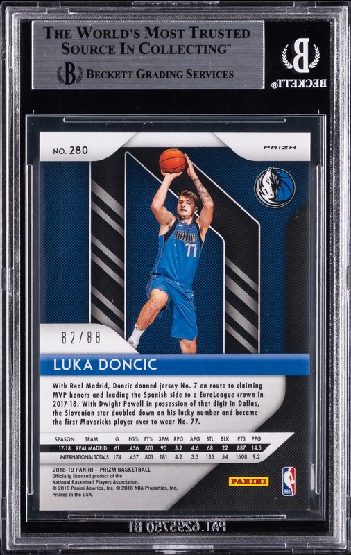2018-19 PANINI PRIZM CHOICE RED #280 LUKA DONCIC ROOKIE RC /88 BGS 9 view 2