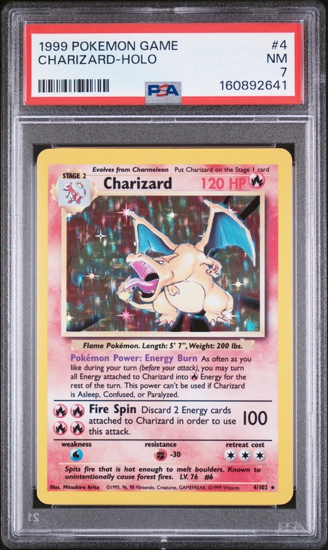 1999 POKEMON BASE SET UNLIMITED #4 CHARIZARD-HOLO PSA 7