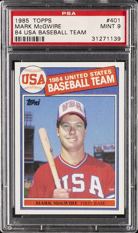 1985 TOPPS 1984 USA BASEBALL TEAM #401 MARK MCGWIRE PSA 9