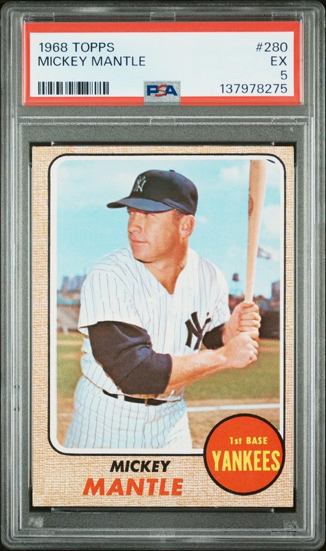 1968 TOPPS #280 MICKEY MANTLE PSA 5
