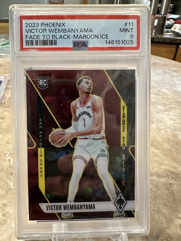 2023-24 Panini Phoenix Fade to Black Victor Wembanyama Red Maroon Ice /275 PSA 9