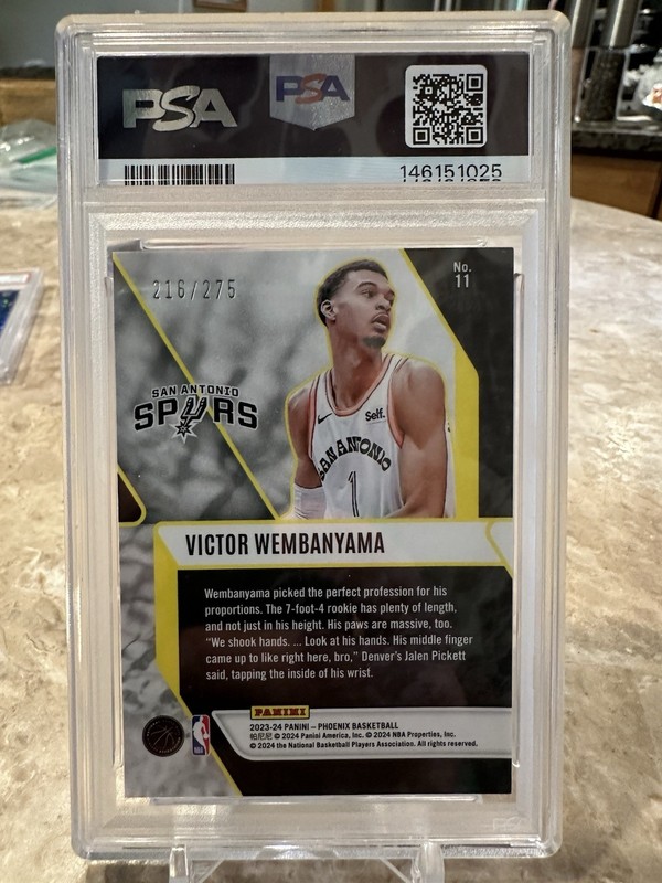 2023-24 Panini Phoenix Fade to Black Victor Wembanyama Red Maroon Ice /275 PSA 9 view 2