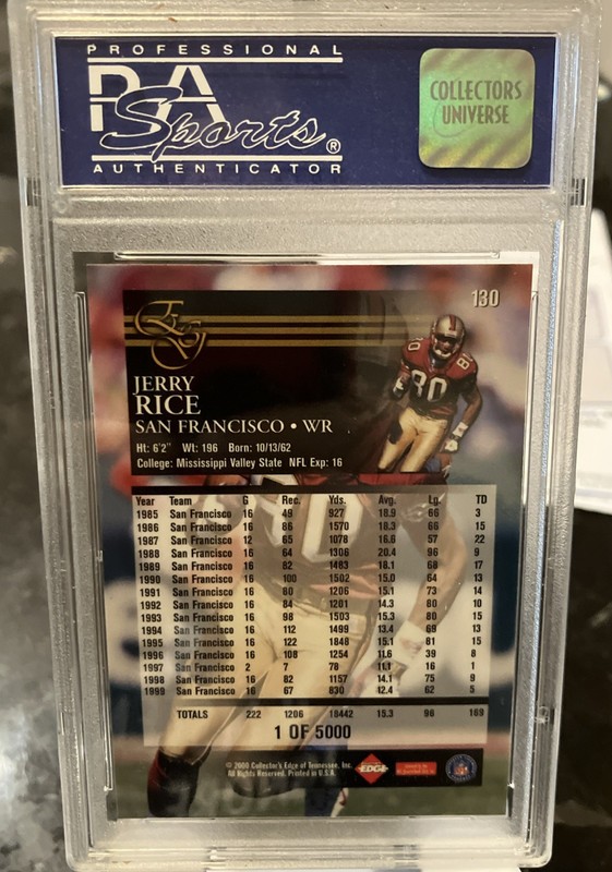 2000 Collector's Edge Graded Uncirculated /5000 Jerry Rice #130 PSA 9 Mint HOF view 2