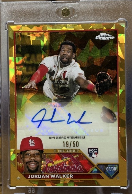 Jordan Walker 2023 Topps Chrome Update Sapphire Auto Gold Refractor /50 SP SSP