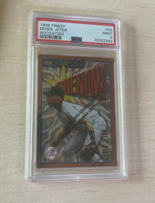 1996 Topps Finest No. 92 DEREK JETER Phenoms w/coating PSA 9 Mint NY Yankees