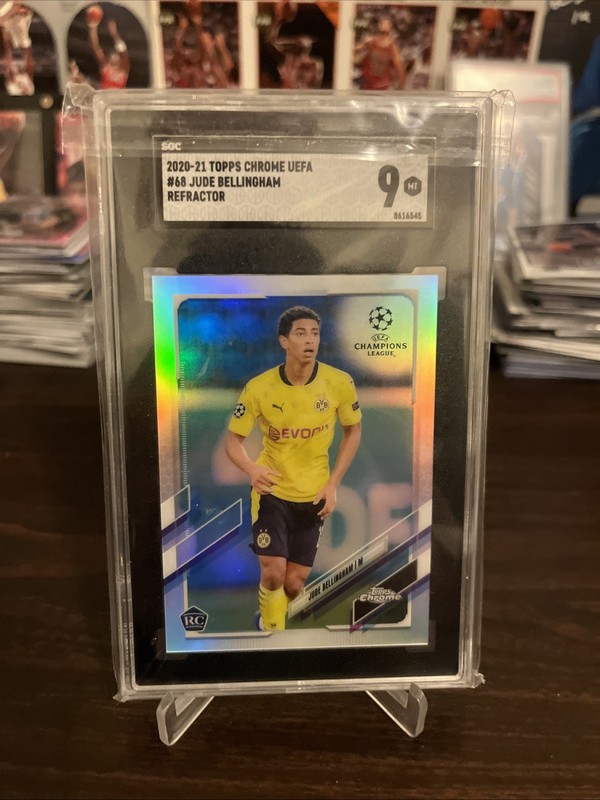 2020-21 Topps Chrome UCL Jude Bellingham Refractor Rookie RC #68 SGC 9 MINT view 2