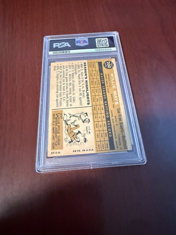 1960 Topps #200 Willie Mays HOF. PSA 1 view 2