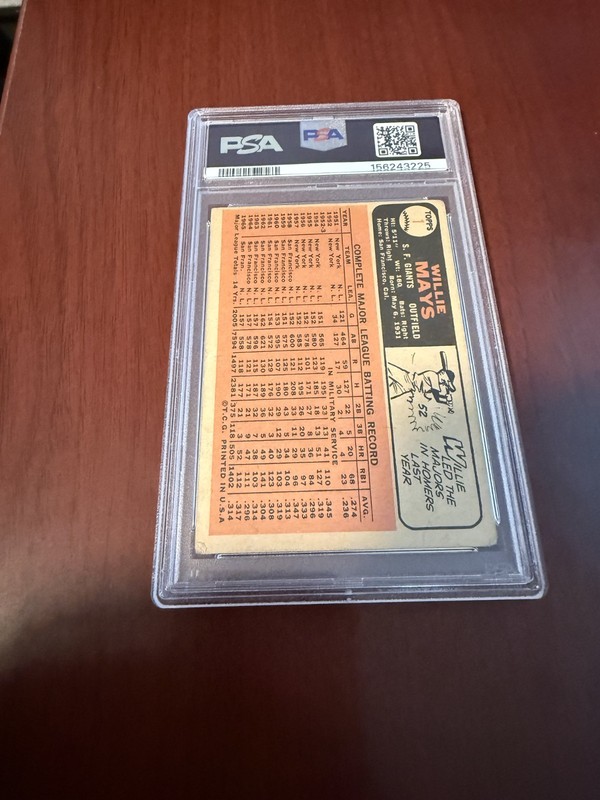1966 Topps #1 Willie Mays HOF. PSA 2 view 2