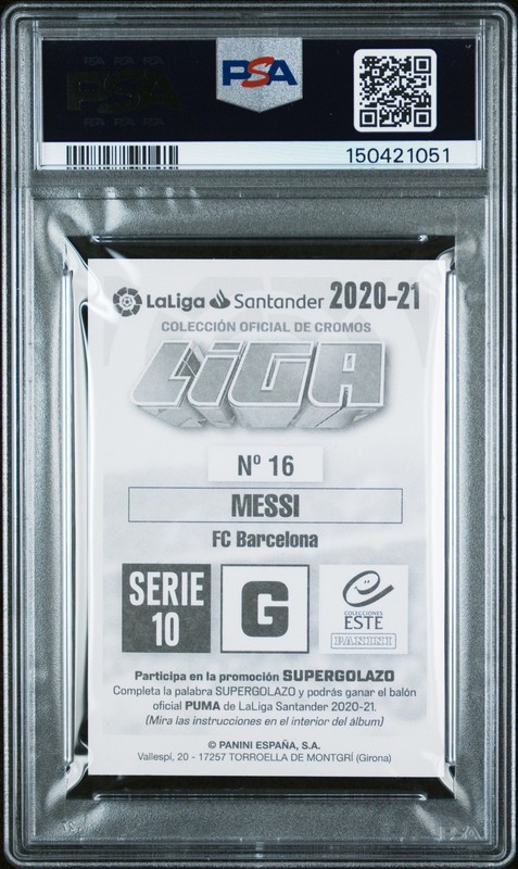 2020 PANINI COLECCIONES ESTE LA LIGA SPANISH SERIE 10 #16 LIONEL MESSI PSA 10 view 2