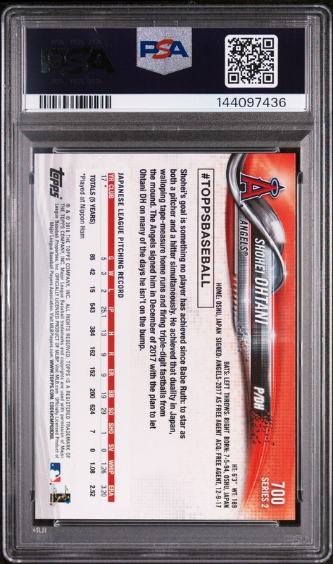 2018 TOPPS PITCHING #700 SHOHEI OHTANI ROOKIE RC PSA 9 view 2