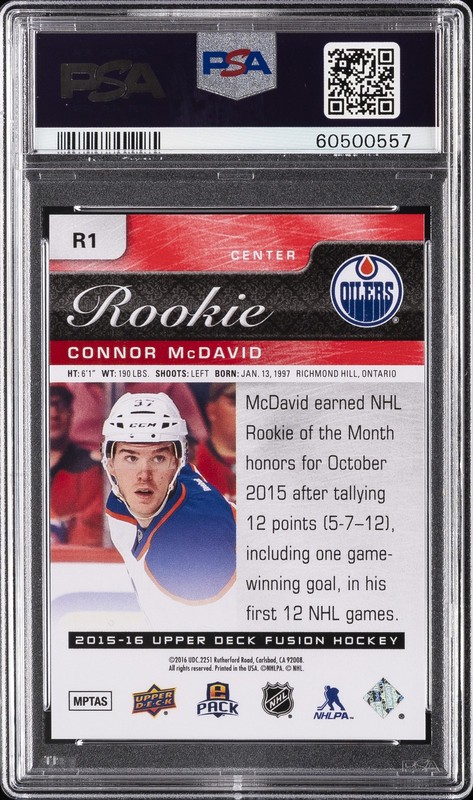 2015 UD FUSION EPACK ROOKIE ACHIEVEMENT #R1 CONNOR MCDAVID PSA 9 view 2