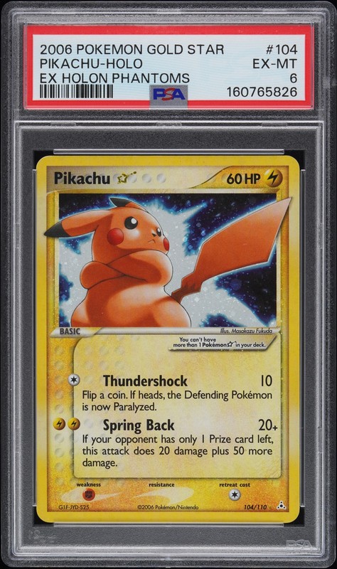 2006 POKEMON EX HOLON PHANTOMS GOLD STAR #104 PIKACHU-HOLO PSA 6