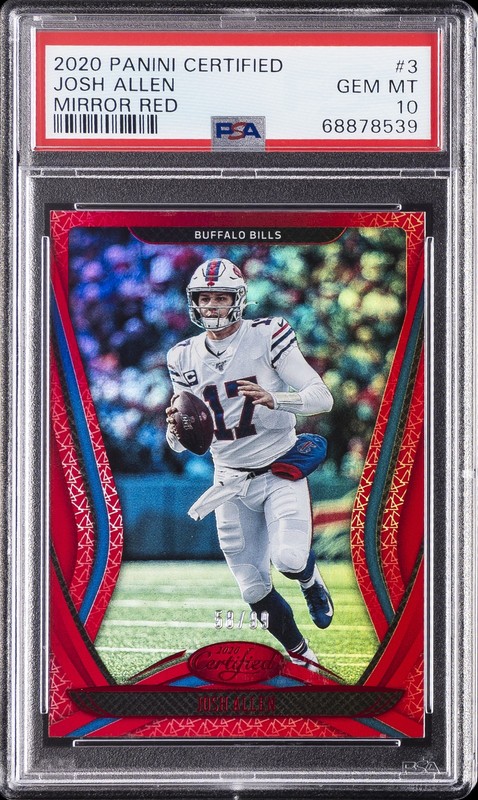 2020 PANINI CERTIFIED MIRROR RED #3 JOSH ALLEN 58/99 PSA 10