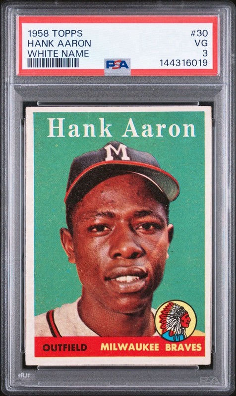 1958 Topps Hank Aaron #30 White Name PSA 3 VG Braves Centered Great Eye Appeal