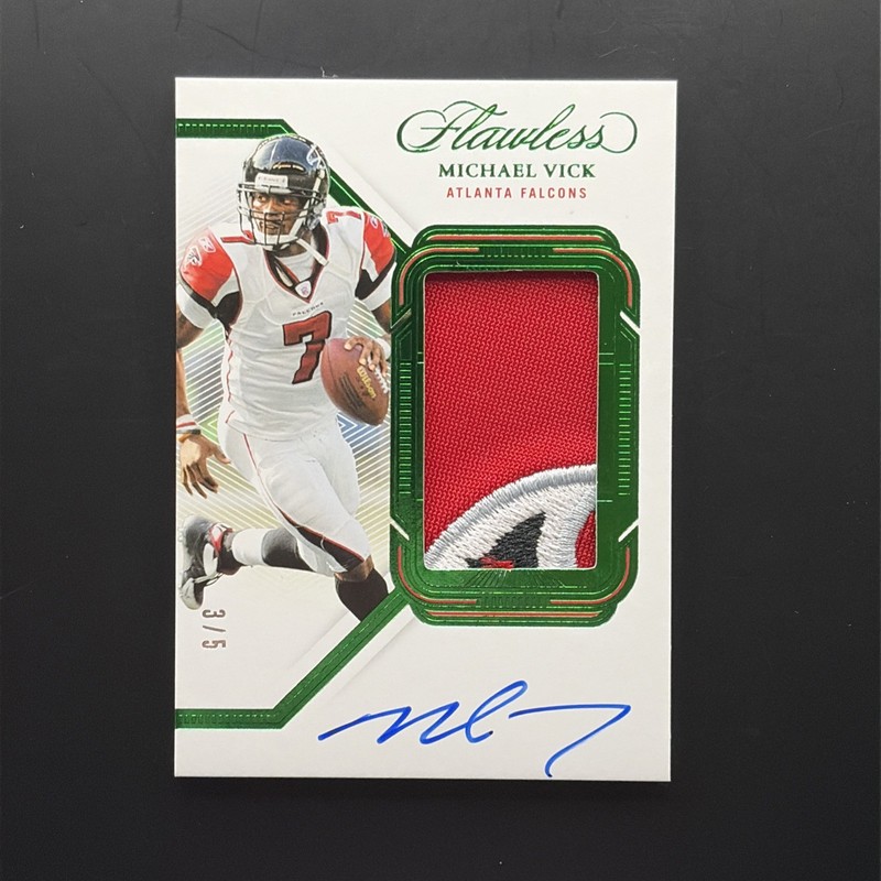 2023 Flawless Michael Vick Patch Autograph Emerald /5 #PA-MVI