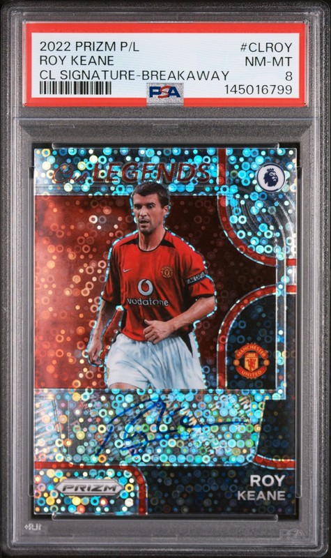 2022-23 PANINI PRIZM PREMIER LEAGUE CLUB LEGENDS SIGNATURES ROY KEANE PSA 8 AUTO