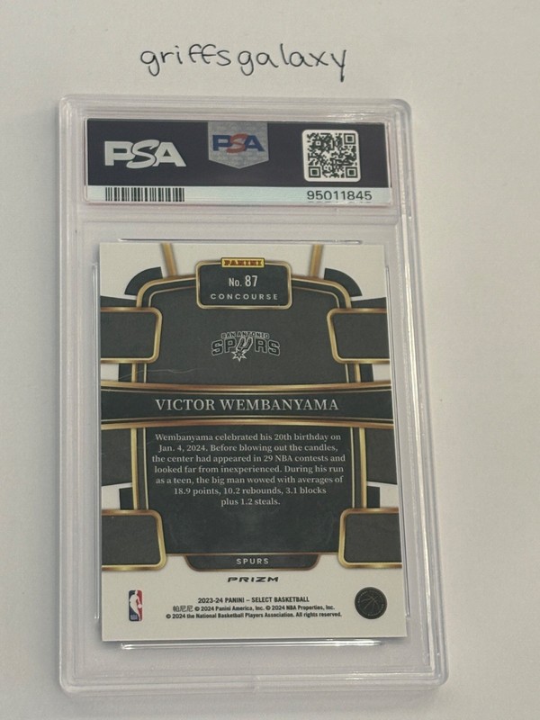 2023-24 -Panini Select - PSA 9 - Victor Wembanyama #87 Blue Cracked Ice... view 2