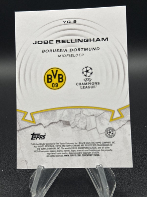 2025-26 Topps Chrome UEFA JOBE BELLINGHAM Youthquake RC #YQ-9 BVB view 2