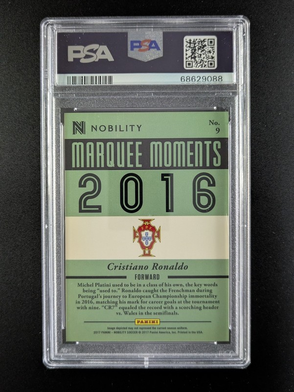 2017 Panini Nobility CRISTIANO RONALDO Marquee Moments Portugal #9 PSA 10 view 2