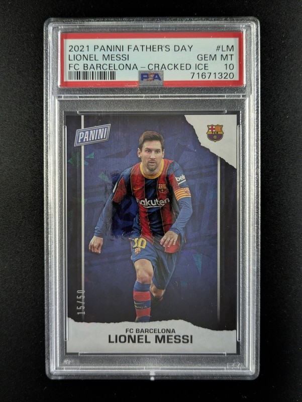 2021 Panini Father's Day LIONEL MESSI Cracked Ice FC Barcelona #LM PSA 10