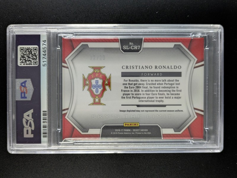 2016 Panini Select CRISTIANO RONALDO 12/20 Camo Sky's the Limit #SL-CR7 PSA 9 view 2