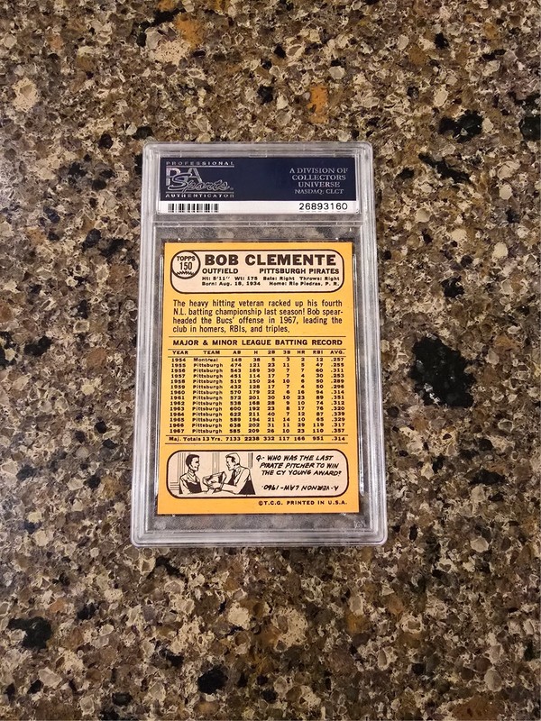 1968 Topps #150 Roberto Clemente PSA 7 NM Centered view 2