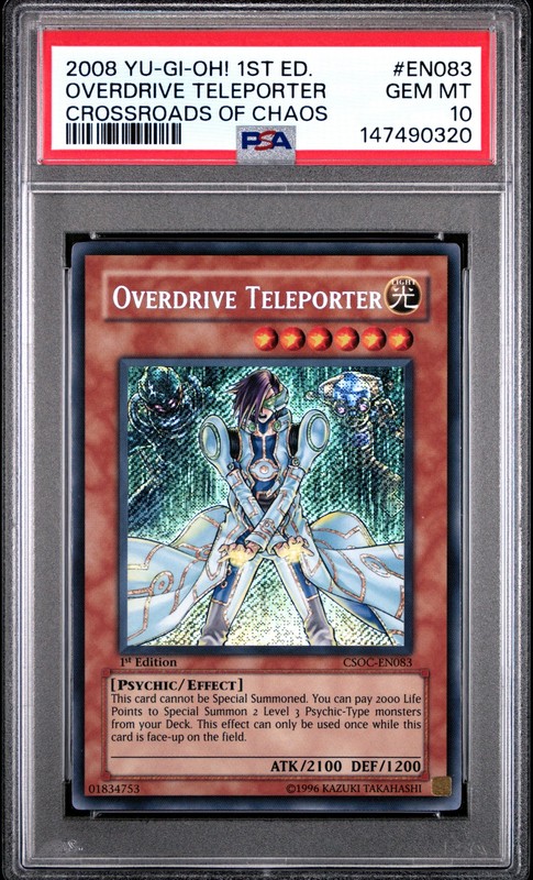 2008 YU-GI-OH! CSOC-CROSSROADS OF CHAOS 1ST EDITION OVERDRIVE TELEPORTER PSA 10