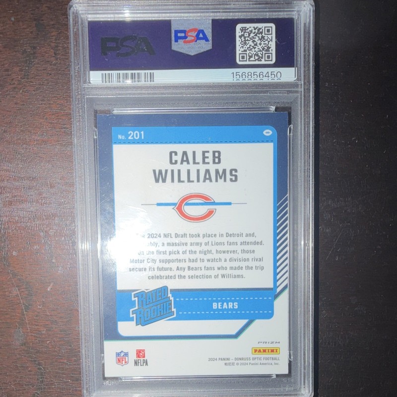 Panini 2024 Donruss Optic Caleb Williams Bears Rated Rookie #201 PSA 9 view 2