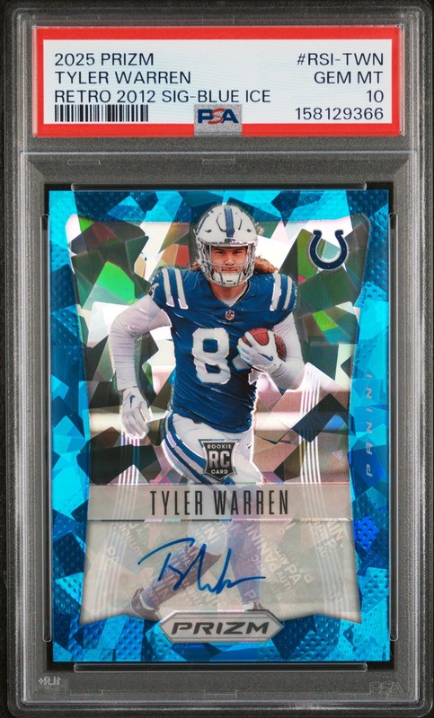 2025 PANINI PRIZM RETRO 2012 SIGNATURES BLUE ICE TYLER WARREN ROOKIE /99 PSA 10