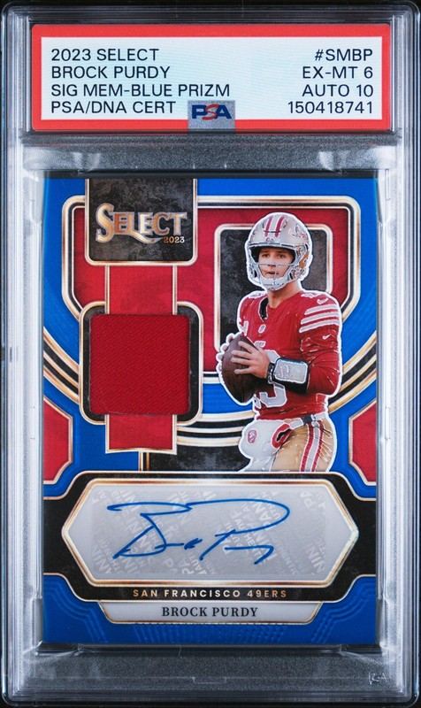 2023 PANINI SELECT SIGNATURE MEMORABILIA #SMBP BROCK PURDY 47/75 PSA 6 AUTO 10