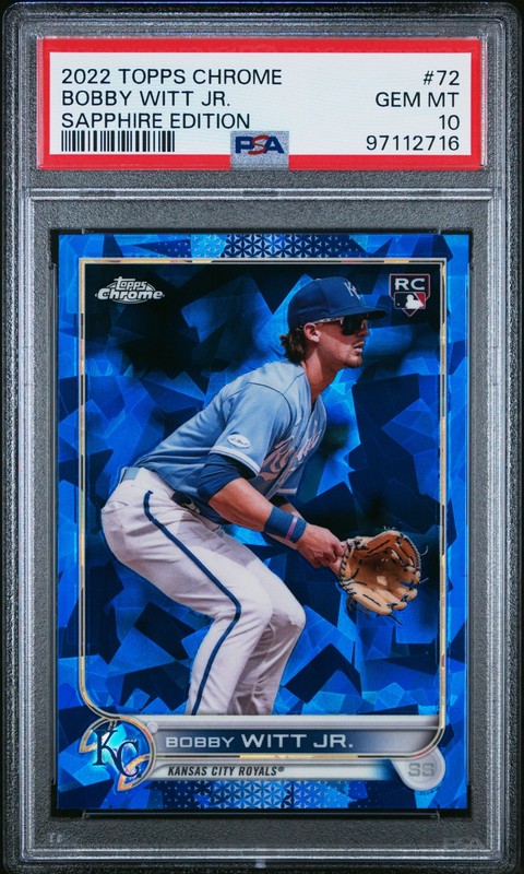 2022 TOPPS CHROME SAPPHIRE EDITION #72 BOBBY WITT JR. ROOKIE RC PSA 10