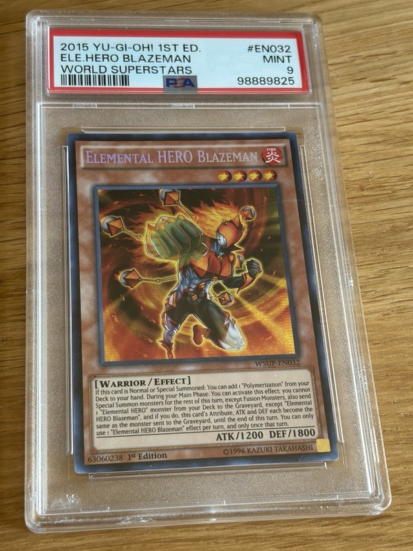 YuGiOh Elemental Hero Blazeman WSUP-EN032 Secret Rare PSA 9 Mint